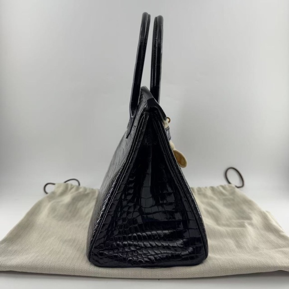 Hermes Birkin 30 in black crocodile skin - Picture 7 of 10